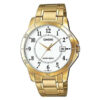 MTP-VOO4G-7B golden stainless steel white numeric dial mens wrist watch