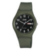 Q&Q A212J008Y green resin band black analog dial mens wrist watch