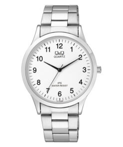 Q&Q C212-204Y silver stainless steel white numeric dial mens wrist watch