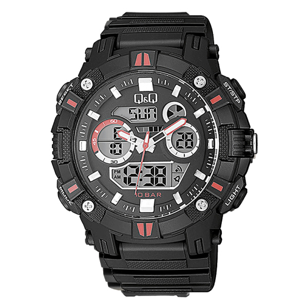Q&Q GW88J003Y Black Resin Analog Digital Sports Wrist Watch
