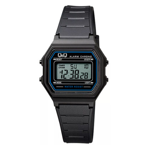 Q&Q M173J009Y black resin band digital vintage unisex wrist watch