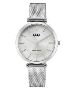Q&Q Q13A-003PY silver mesh strap silver analog dial ladies wrist watch