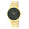 Q&Q Q398-002Y golden stainless steel black dial mens analog wrist watch