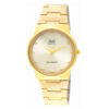 Q&Q Q398-010Y golden stainless steel silver analog dial mens gift watch