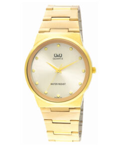 Q&Q Q398-010Y golden stainless steel silver analog dial mens gift watch
