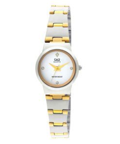 Q&Q Q399-401Y two tone stainless steel white analog dial ladies wrist watch