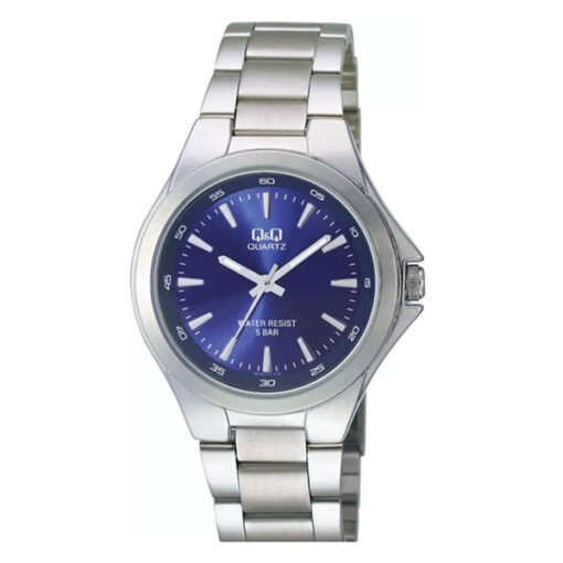 Q&Q Q618J212Y silver stainless steel blue analog dial mens dress watch