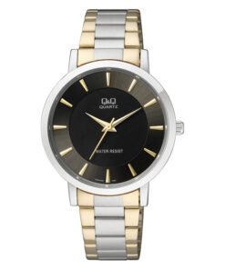 Q&Q Q944J402Y two tone stainless steel black analog dial mens wrist watch