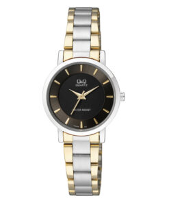 Q&Q Q945J402Y two tone stainless steel simple black nalog dial ladies wrist watch