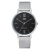Q&Q QA20J222Y silver mesh strap black analog dial mens wrist watch watch