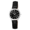 Q&Q S279J302Y black leather strap black dial ladies analog wrist watch