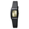 Q&Q VP31J011Y black resin band golden analog dial ladies wrist watch