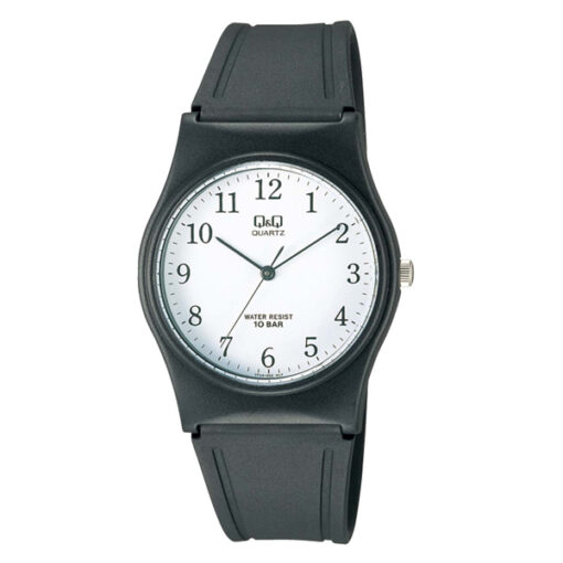 Q&Q VP34J002Yblack resin band white numeric dial unisex wrist watch