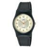 Q&Q VP34J011Y black resin band golden analog dial unisex wrist watch
