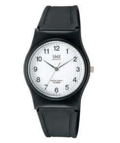 Q&Q VP34J023Y black resin band white analog dial unisex wrist watch