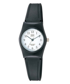 Q&Q VP35J002Y black resin band white numeric dial ladies wrist watch