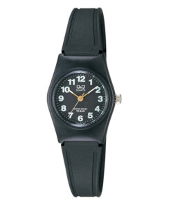 Q&Q VP35J010Y black resin band black numeric dial ladies wrist watch