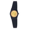 Q&Q VP35J051Y black resin band golden analog dial ladies fashion watch
