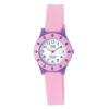Q&Q VQ13J013Y pink resin strap white numeric dial kids analog wrist watch