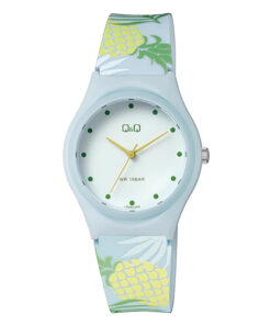 Q&Q VQ86J068Y multi color stylish resin band white analog dial ladies fashion wrist watch