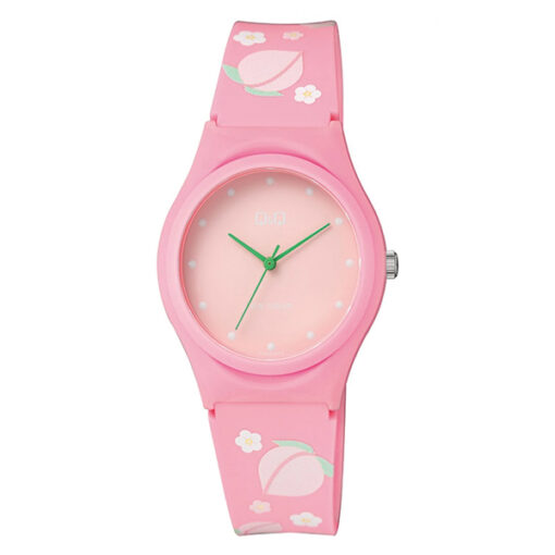 Q&Q VQ86J069Y multi color stylish resin band pink analog dial ladies fashion wrist watch