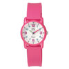 Q&Q VR41J002Y pink resin band white stylish analog dial kids wrist watch