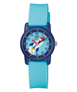 Q&Q VR41J008Y light blue resin band multi color stylish analog dial boys wrist watch