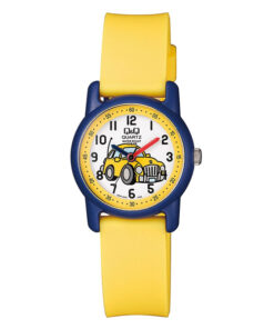 Q&Q VR41J009Y yellow resin band multi color stylish analog dial boys wrist watch