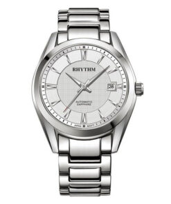 Rhythm A1401S01 silver stainless steel & dial mens analog wrist watch