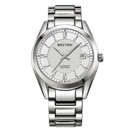 Rhythm A1401S01 silver stainless steel & dial mens analog wrist watch