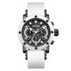 Rhythm I1203R02 white silicon strap black dial men's chronograph dress watch
