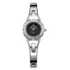 Rhythm L1301S02 silver stainless steel bracelet black stylish analog dial ladies wrist watch