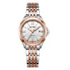 Rhythm P1206S05 two tone stainless steel white round analog dial ladies wrist watch