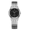 Rhythm P1302S02 silver stainless steel black analog dial ladies wrist watch