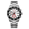 Rhythm S1406S01 silver stainless steel white dial mens chronograph sports wrist watch