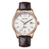 Rhythm AV1503L03 brown leather strap white roman dial men's watch