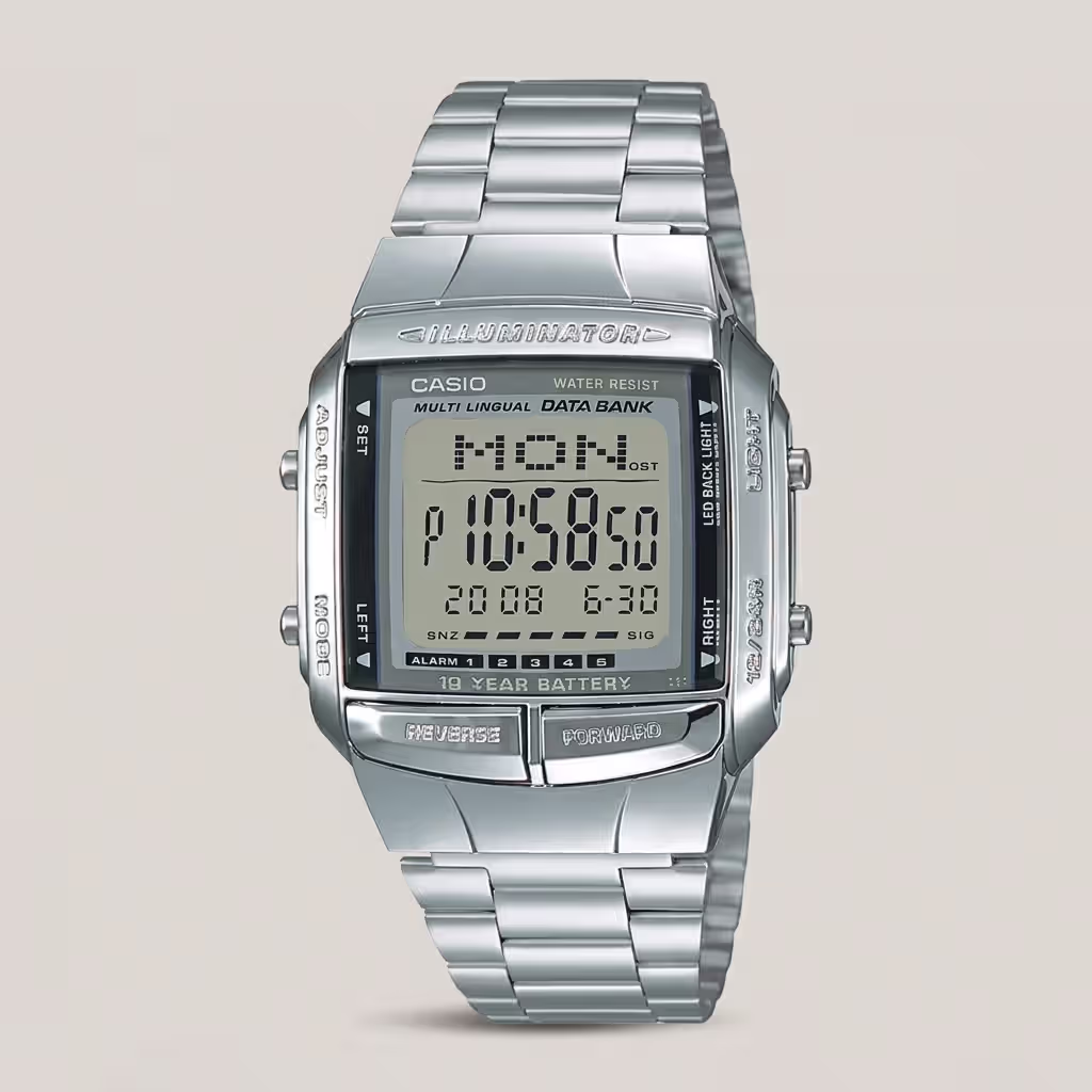 Casio-Db-360-1A Silver Multi Dial Digital Data Bank Wrist Watch