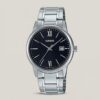 Casio MTP-VOO2D-1B3 silver stainless steel classic black roman dial mens wrist watch