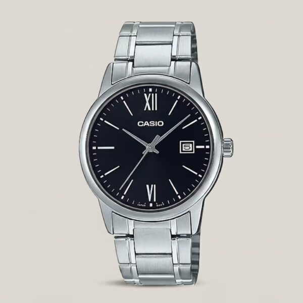 Casio MTP-VOO2D-1B3 silver stainless steel classic black roman dial mens wrist watch