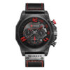 Curren 8287 black leather strap red black dial mens chronograph wrist watch