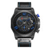 Curren 8287 black leather strap & dial mens chronograph dress wrist watch
