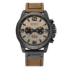 curren 8314 brown leather strap khaki chronograph dial mens sports wrist watch