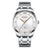 curren 8356 silver stainless steel white analog dial mens dress wrist watch