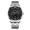 curren 8356 silver stainless steel black analog dial mens dress wrist watch