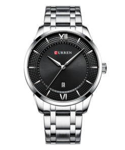 curren 8356 silver stainless steel black analog dial mens dress wrist watch