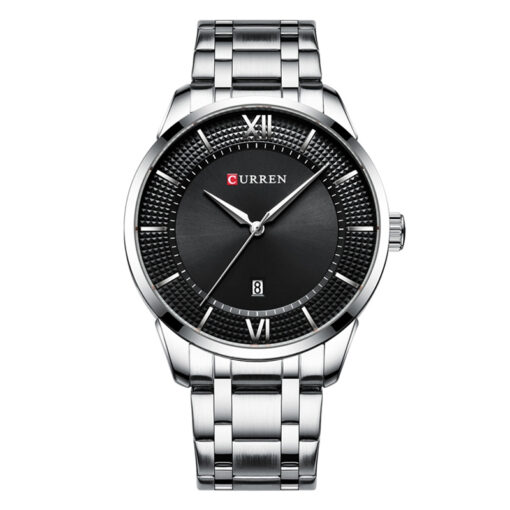 curren 8356 silver stainless steel black analog dial mens dress wrist watch