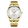 curren 8356 golden stainless steel white simple analog dial mens gift wrist watch