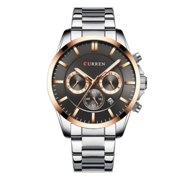 curren 8358 silver stainless steel chain grey chronograph dial mens wrist watch
