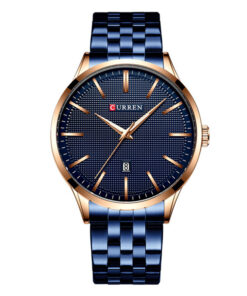 curren 8364 blue stainless steel classic blue analog dial mens dress wrist watch