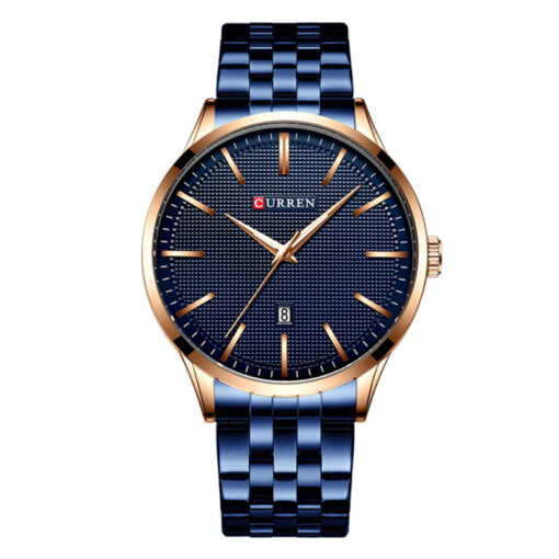 curren 8364 blue stainless steel classic blue analog dial mens dress wrist watch